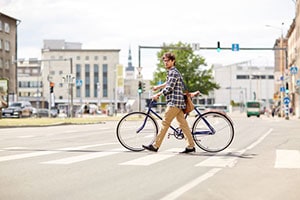 pedestrian v bicycle